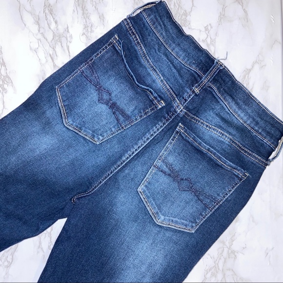 MUDD Blue Ripped High Rise Jegging: size 3 - Picture 5 of 6